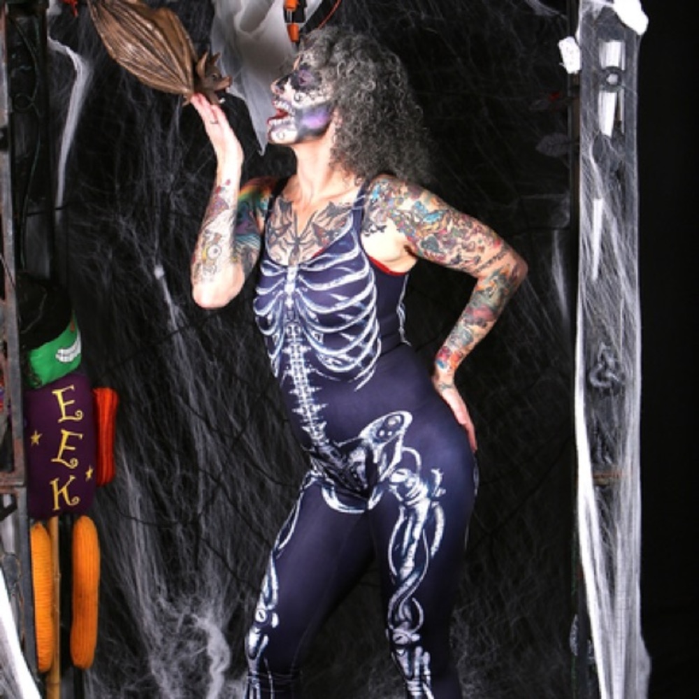 BlackMilk Skeleton Print Catsuit HALLOWEEN 🎃